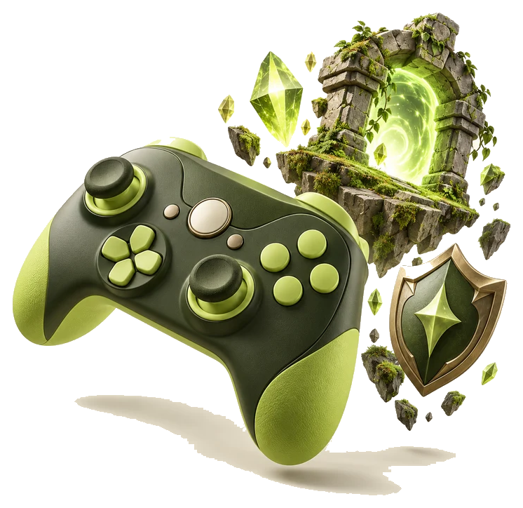 Ilustrasi pengendali dan perlengkapan game Vouchera